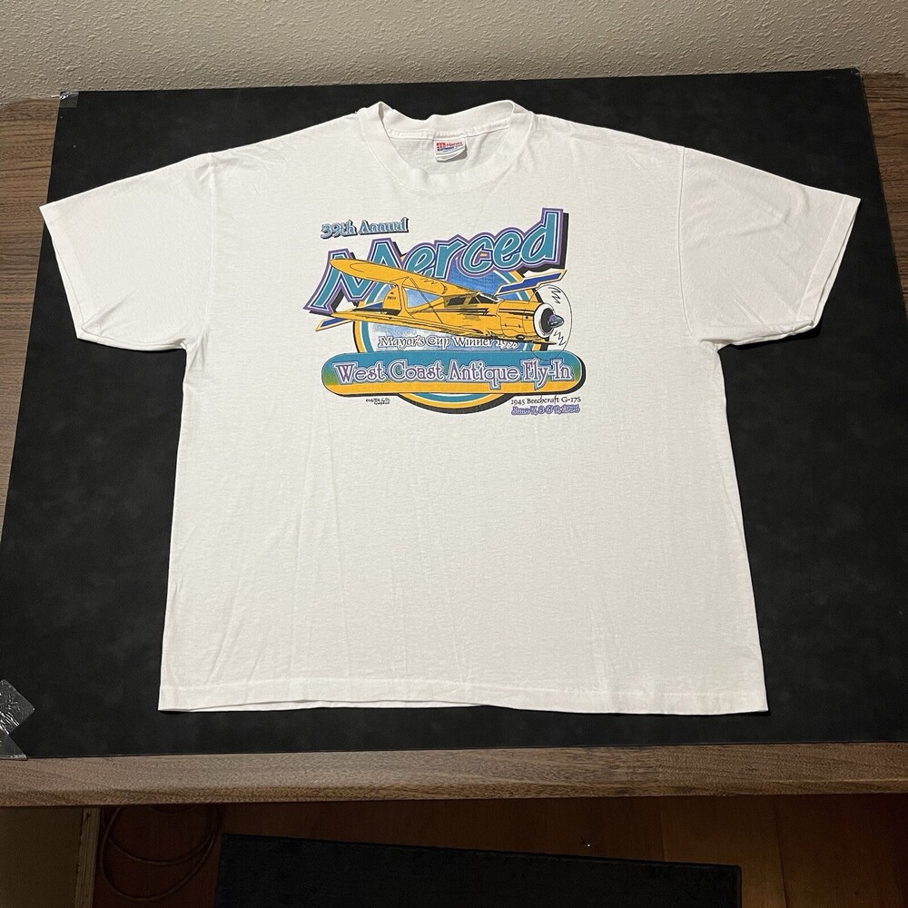 Yosemite Shirt Merced California Vintage Whirlybird Plane Single Stitch Warbirds
